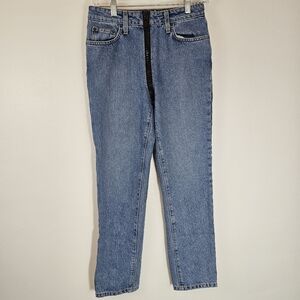 Carmar Full Zip Front Medium Wash Straight Slim Mid Rise Denim Jeans